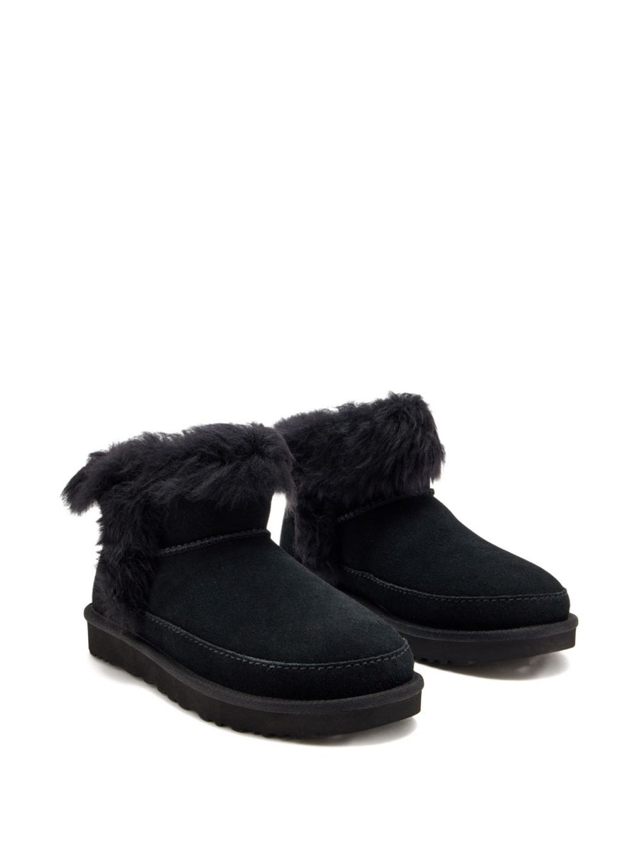 UGG Classic Ultra Mini Chalet Boots For Women Black Premium Leather Lined Rubber Sole Comfort And Style