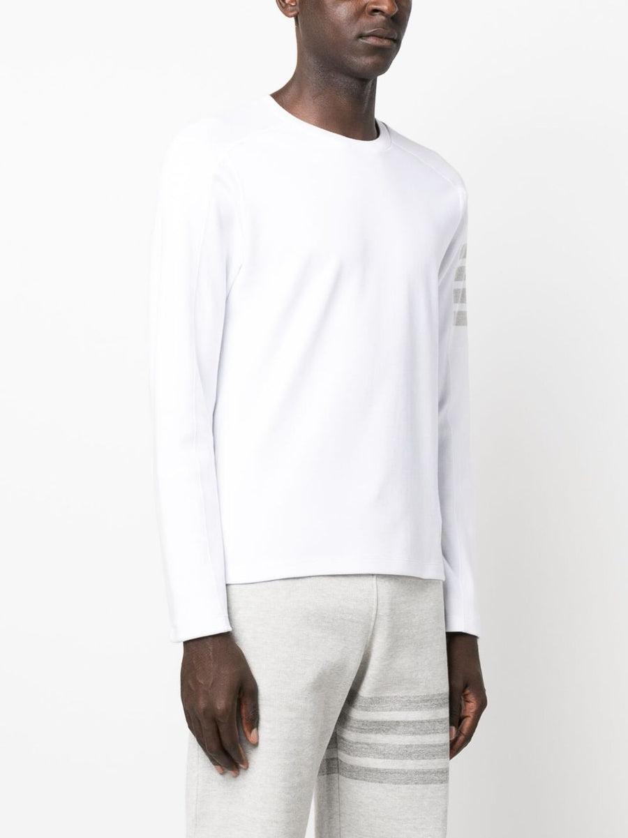 Thom Browne Cotton T Shirt With Signature Four Bar Stripe Front Patch For Men Wardrobe Essential