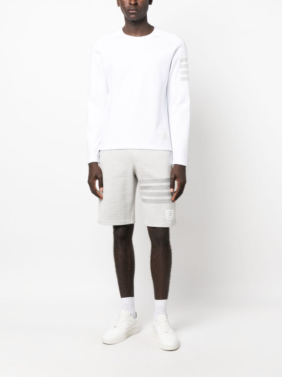 Thom Browne Cotton T Shirt With Signature Four Bar Stripe Front Patch For Men Wardrobe Essential