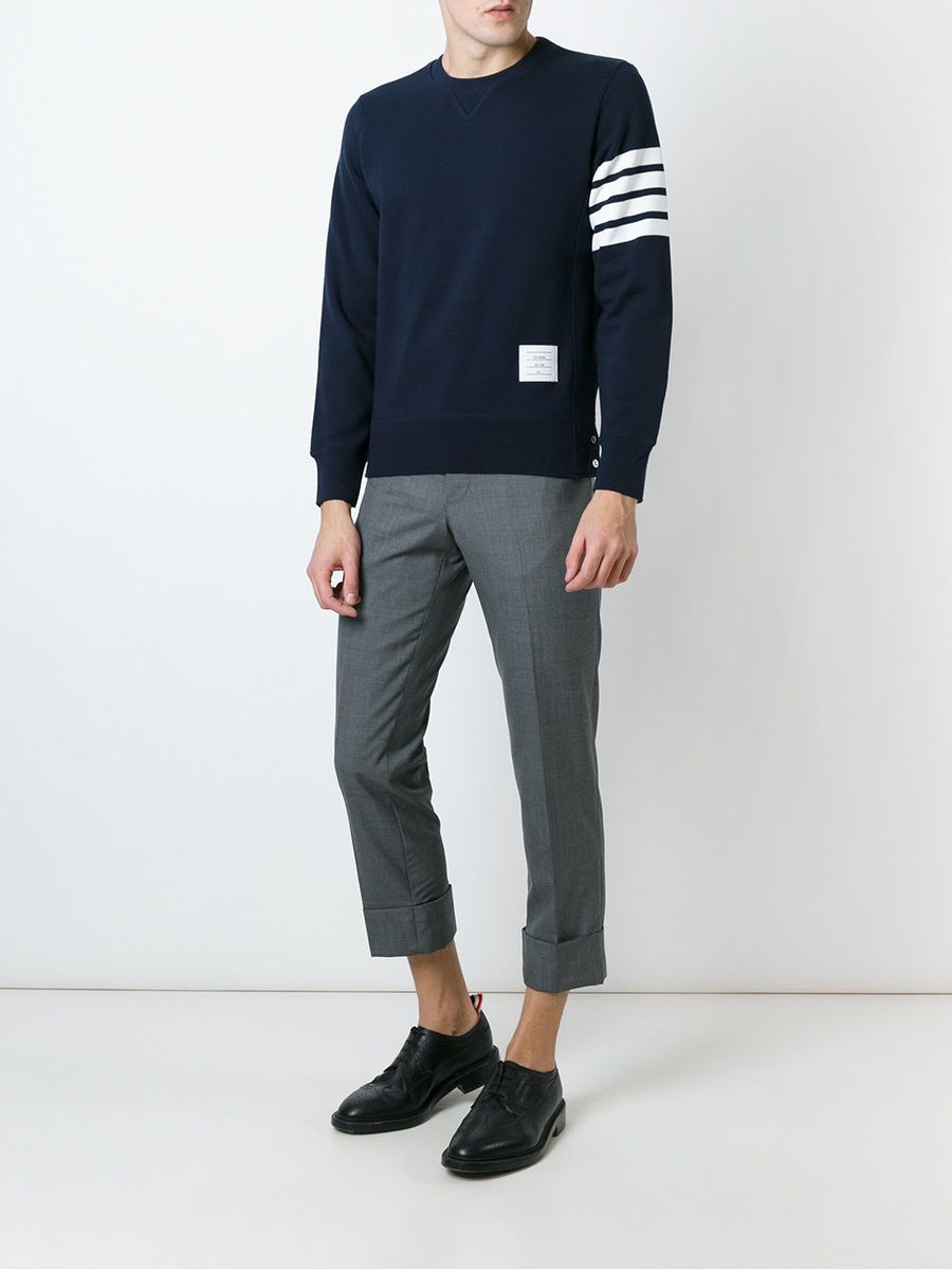 Thom Browne Relaxed Fit Crewneck Sweatshirt Made in Japan Premium One Hundred Percent Cotton Navy for Men