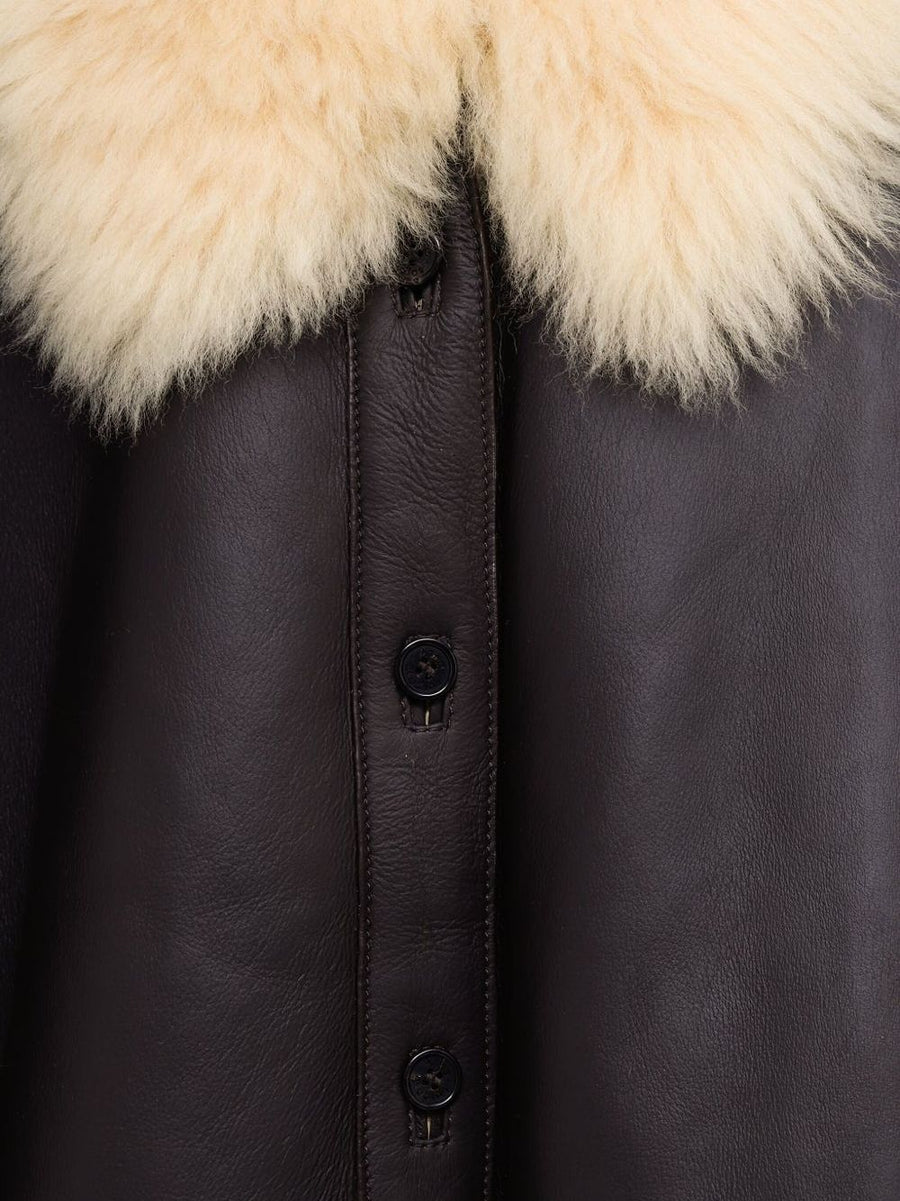 Acne Studios Leather Shearling Jacket For Women Luxury Warmth With Fur Trim Timeless Style