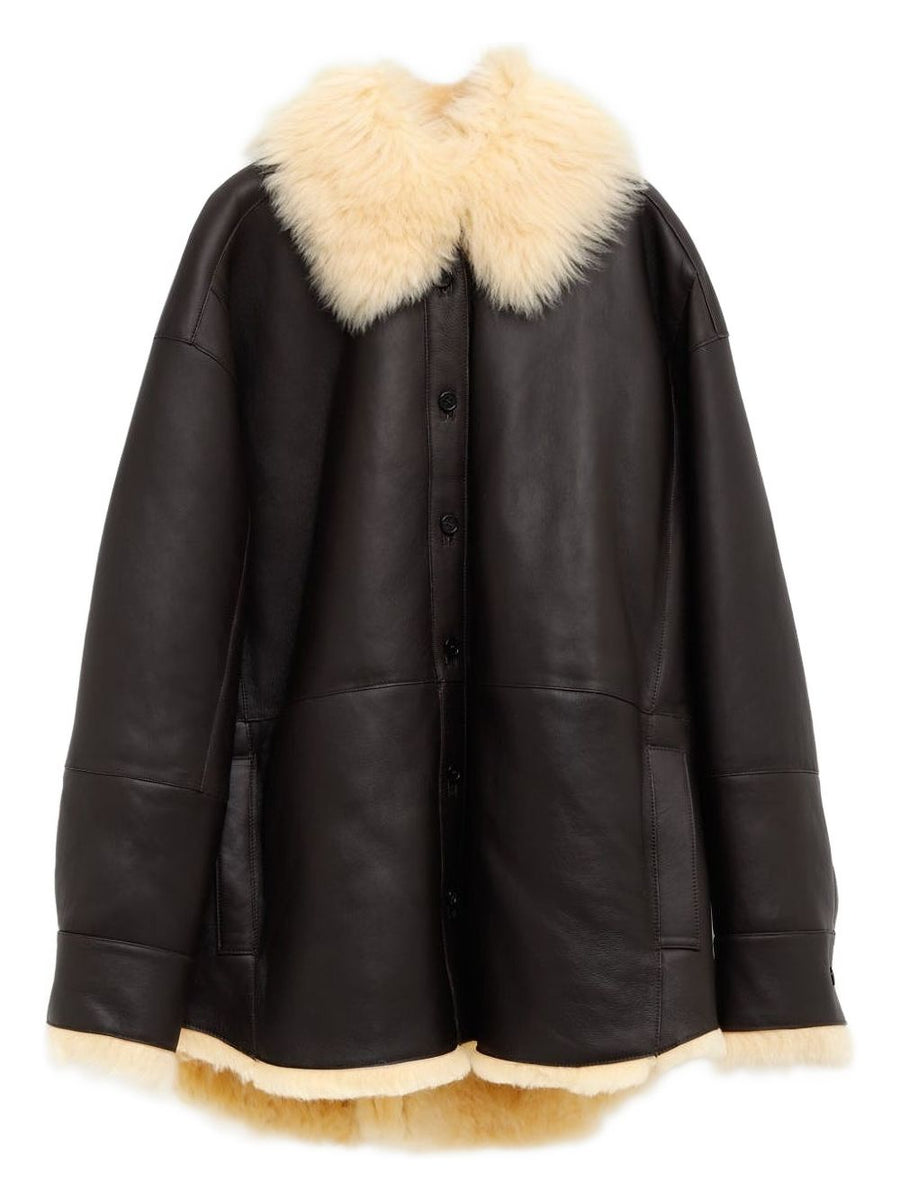 Acne Studios Leather Shearling Jacket For Women Luxury Warmth With Fur Trim Timeless Style