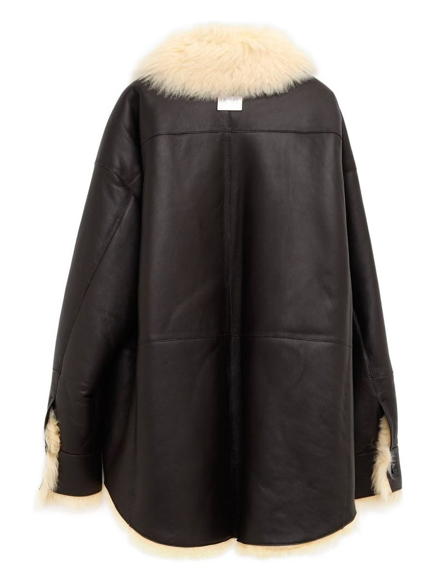 Acne Studios Leather Shearling Jacket For Women Luxury Warmth With Fur Trim Timeless Style