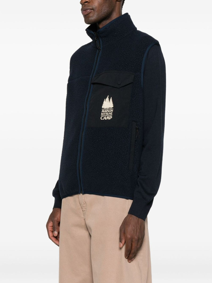 Maison Kitsuné Fleece Vest For Men With Front Zip Premium Sleeveless Layering Piece
