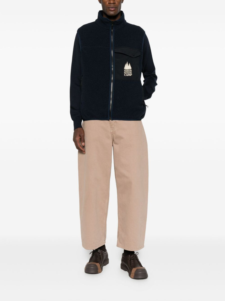 Maison Kitsuné Fleece Vest For Men With Front Zip Premium Sleeveless Layering Piece