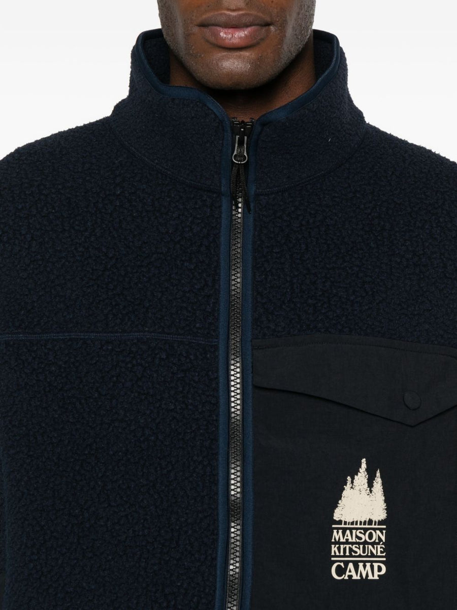 Maison Kitsuné Fleece Vest For Men With Front Zip Premium Sleeveless Layering Piece