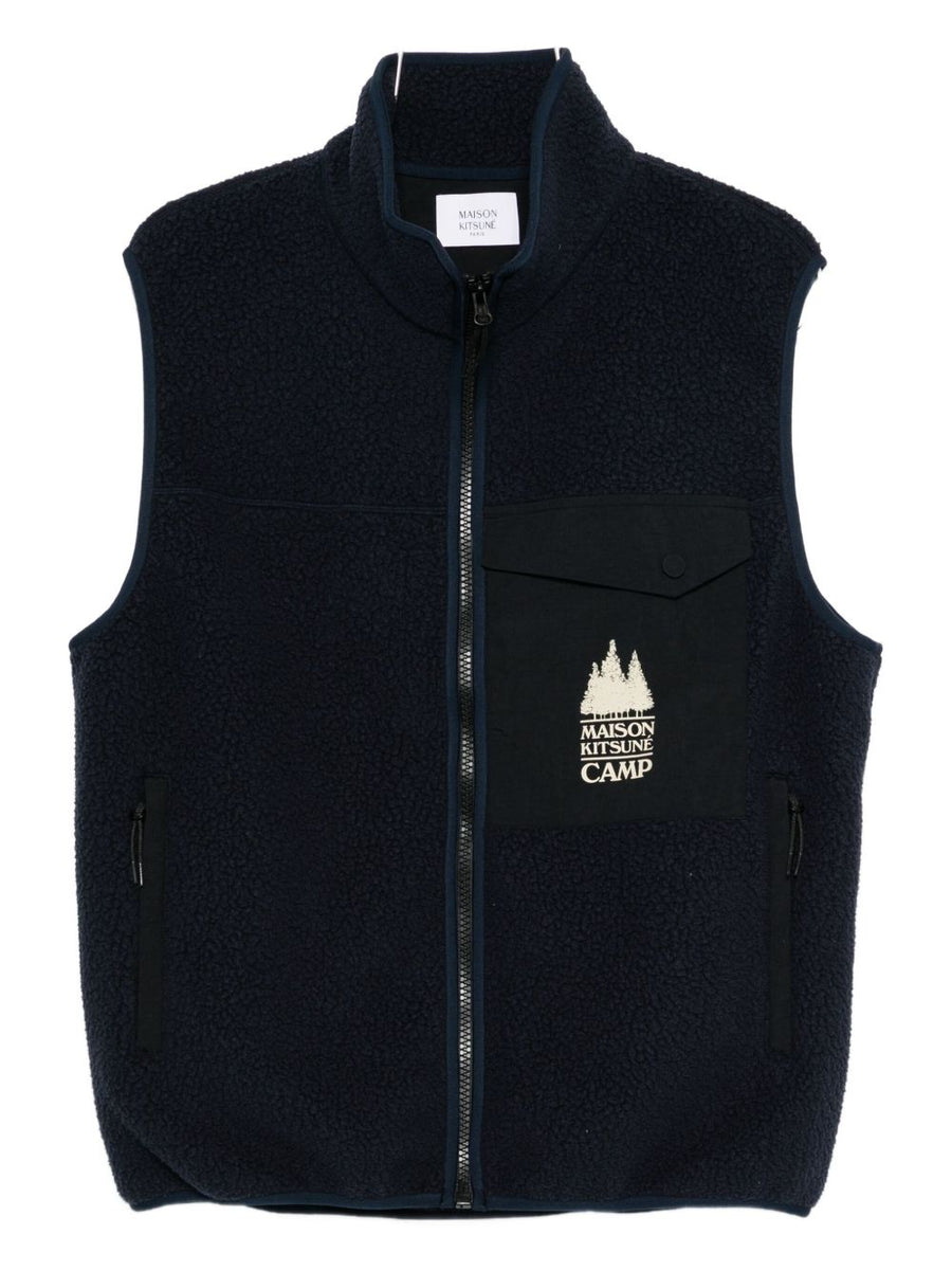 Maison Kitsuné Fleece Vest For Men With Front Zip Premium Sleeveless Layering Piece
