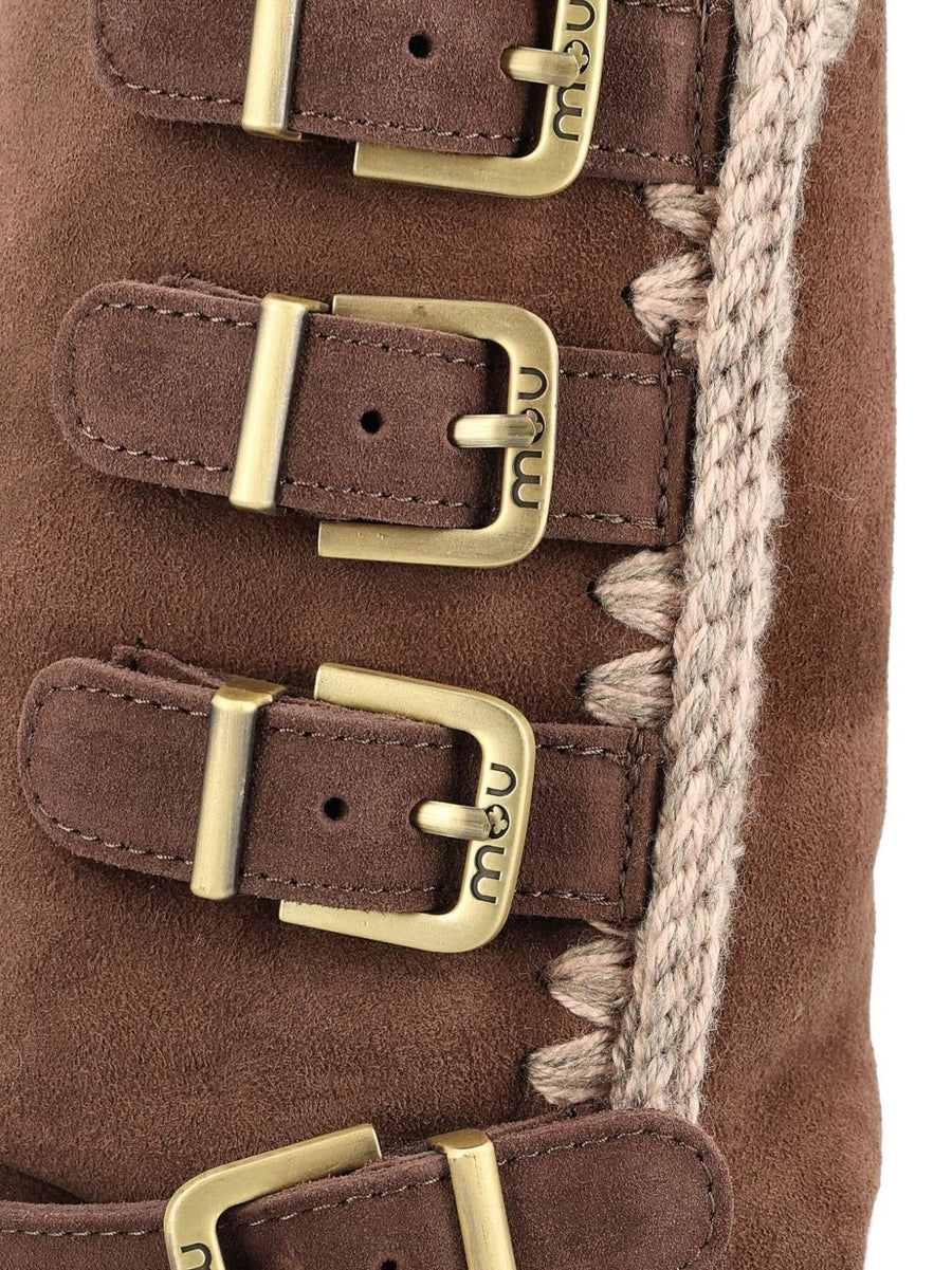 Mou Eskimo 40 Buckle Straps Boots For Women With Crochet Trim And Rubber Sole Winter Ready