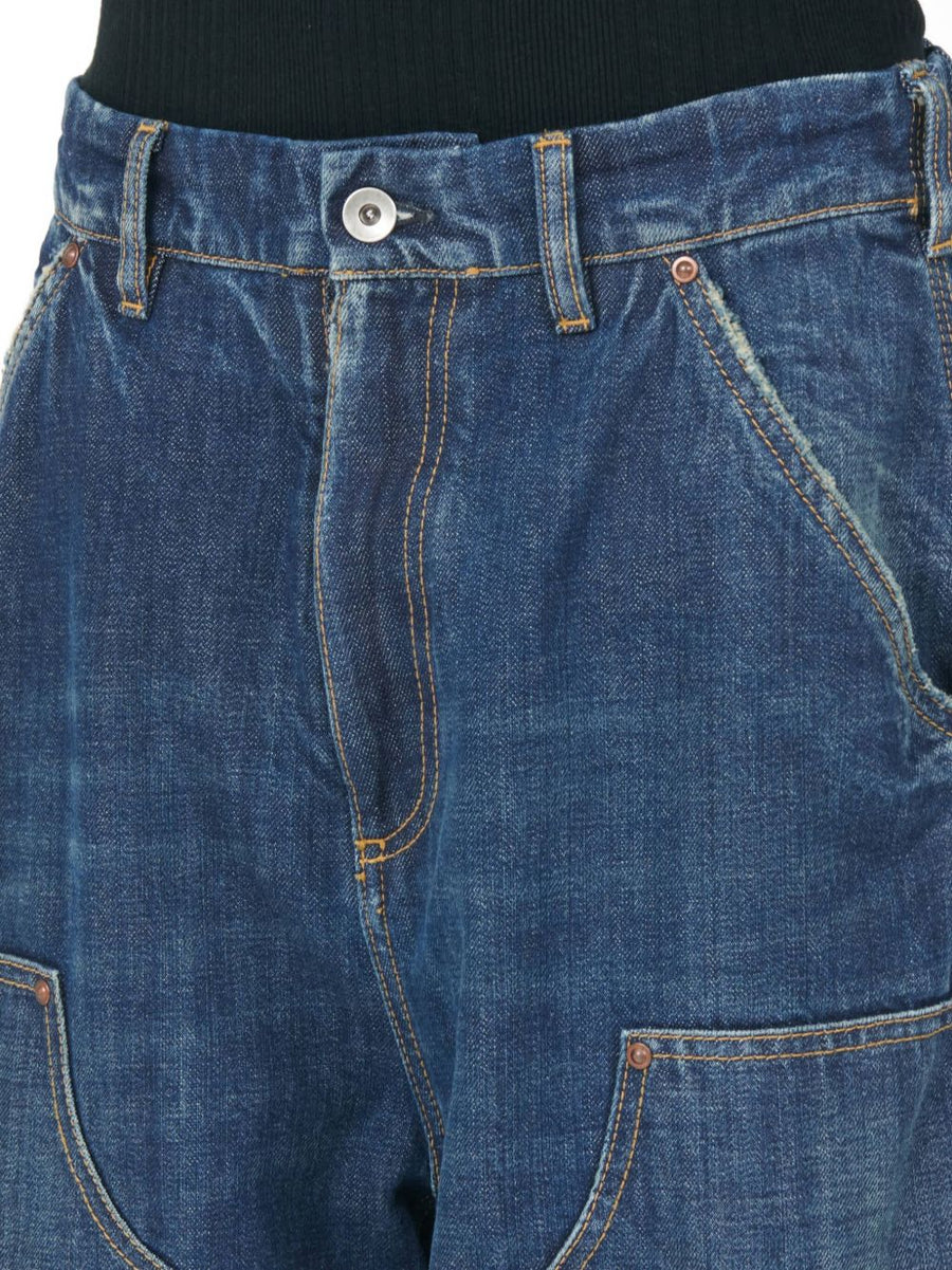 Maison Margiela Navy Wide Leg Denim Jeans For Men With Panelled Design And 100 Percent Cotton
