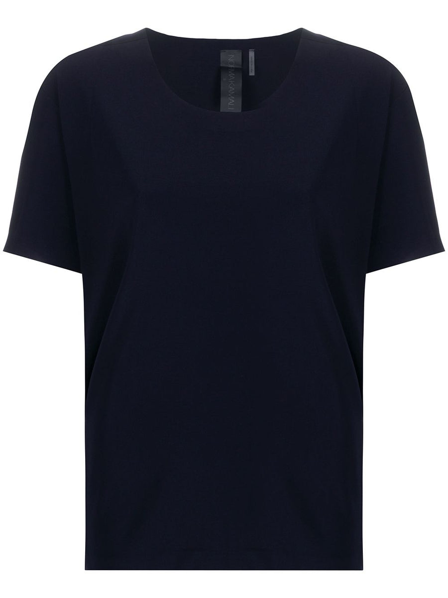 Norma Kamali Short Sleeve T Shirt Womens Midnight Blue Versatile Layering Top For Everyday Wear