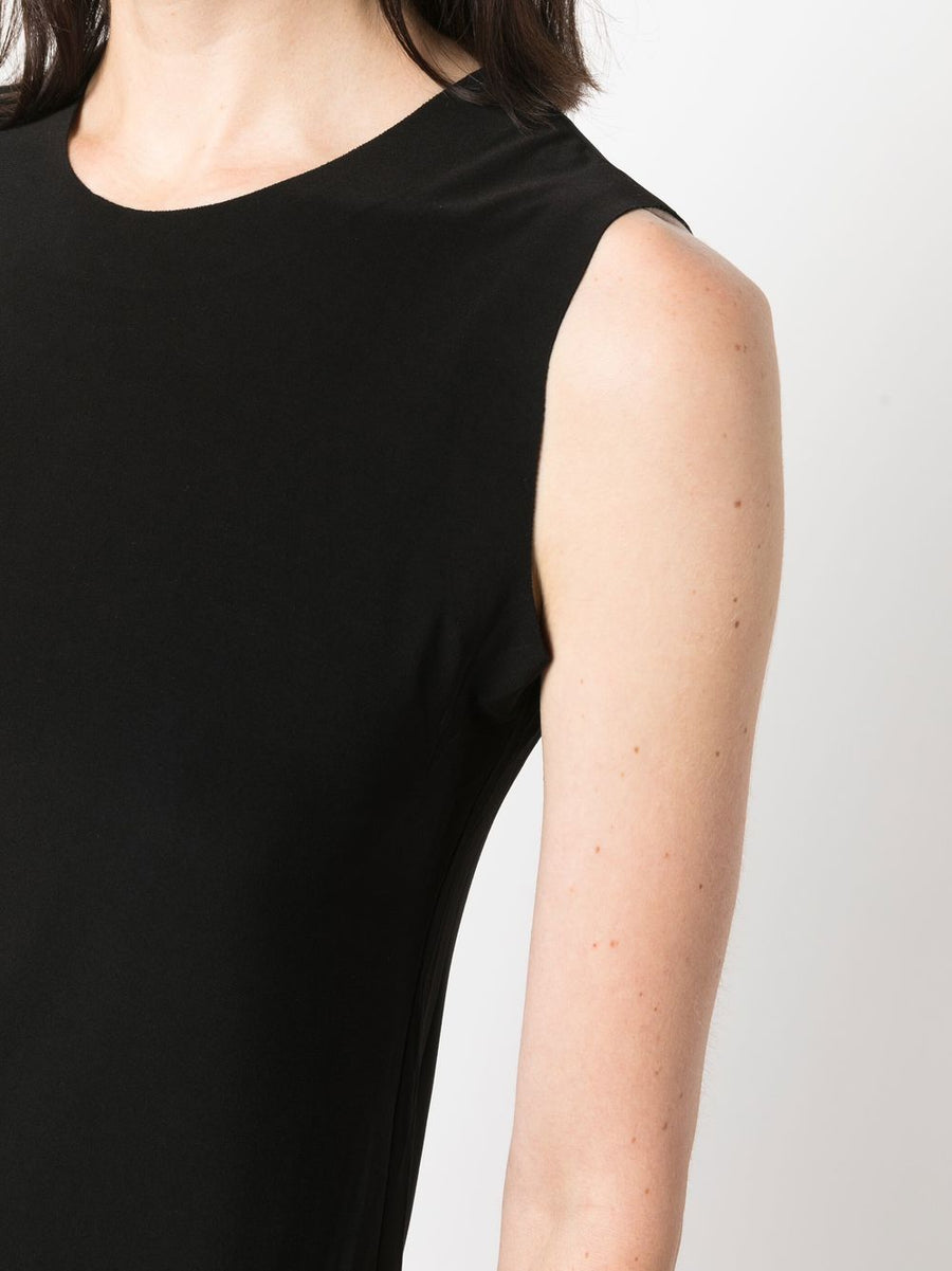 Norma Kamali Jersey Knit Sleeveless Boat Neck Top For Women Everyday Layering Essential