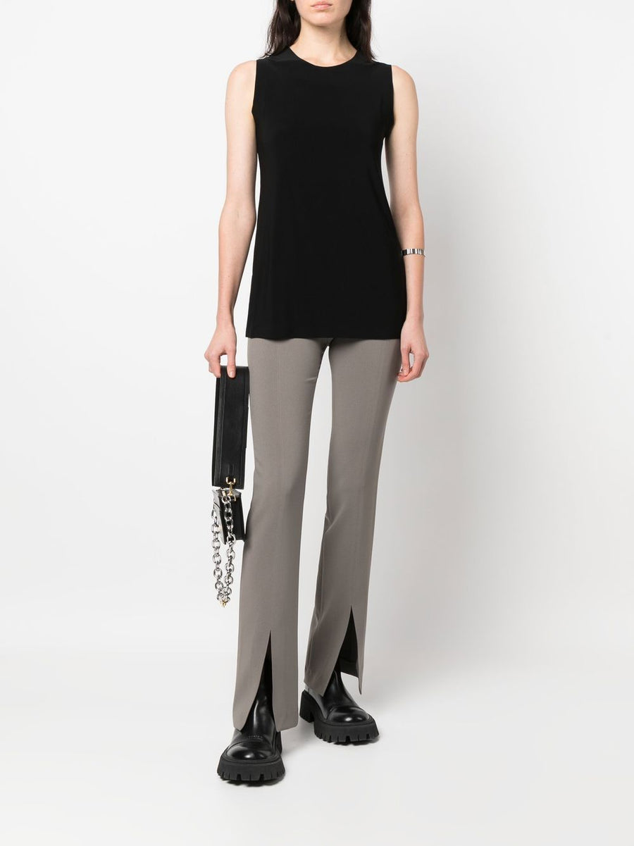 Norma Kamali Jersey Knit Sleeveless Boat Neck Top For Women Everyday Layering Essential