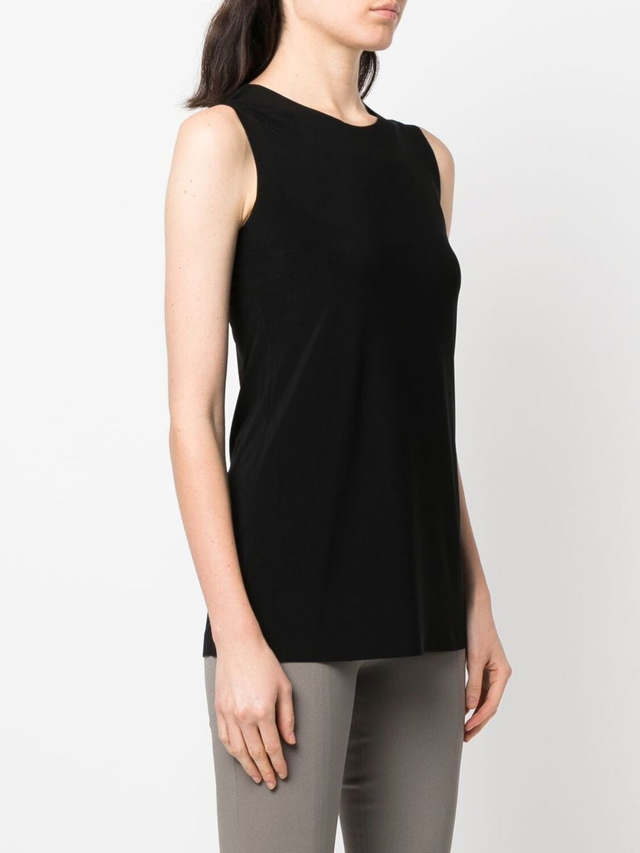 Norma Kamali Jersey Knit Sleeveless Boat Neck Top For Women Everyday Layering Essential