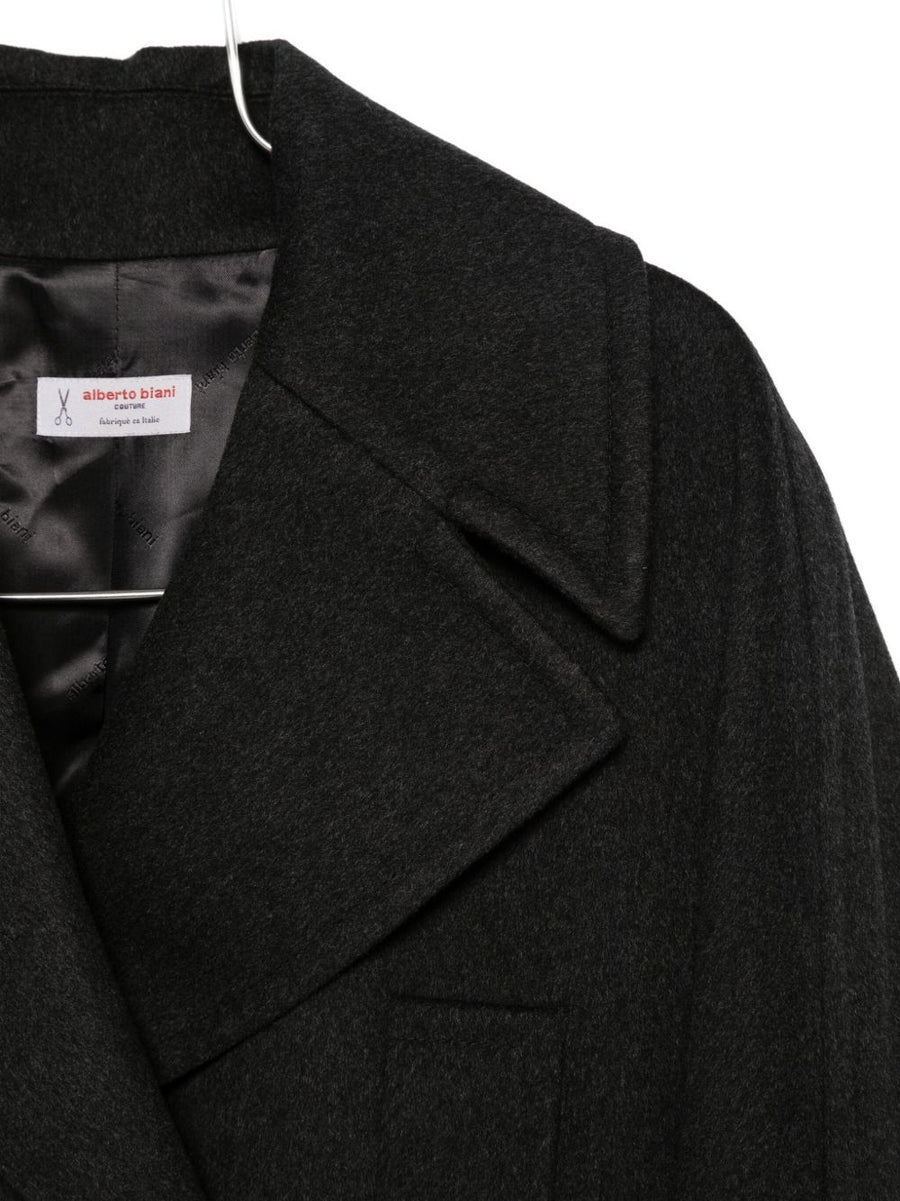 Alberto Biani Wool Double Breasted Coat For Women Elegant Timeless Winter Black Outerwear
