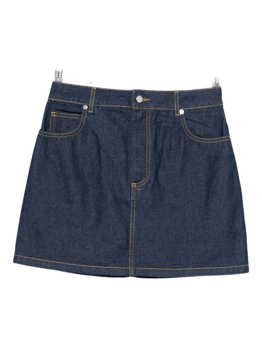 Maison Kitsuné Denim Mini Skirt For Women Timeless Versatile Clean Silhouette In Classic Blue Wash