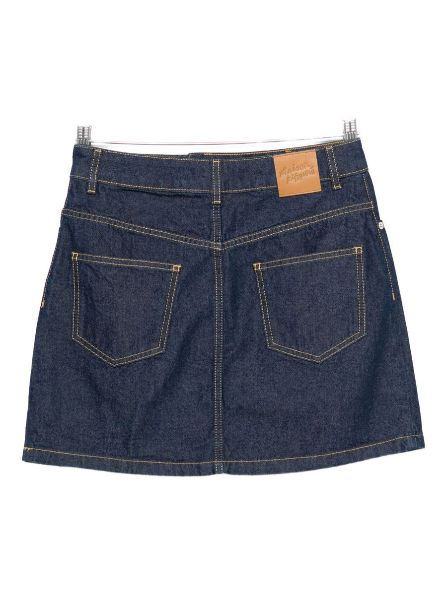 Maison Kitsuné Denim Mini Skirt For Women Timeless Versatile Clean Silhouette In Classic Blue Wash