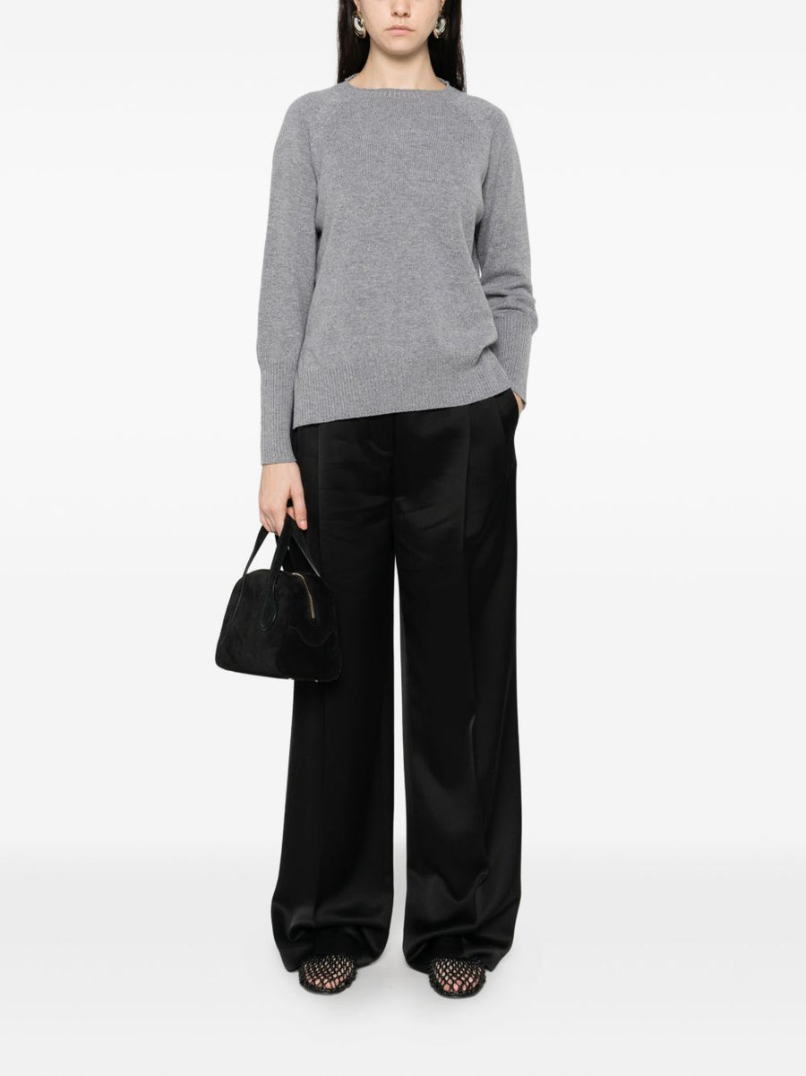 Base Wool Crewneck Sweater For Women - Luxury Knitwear For Easy Layering In Grey