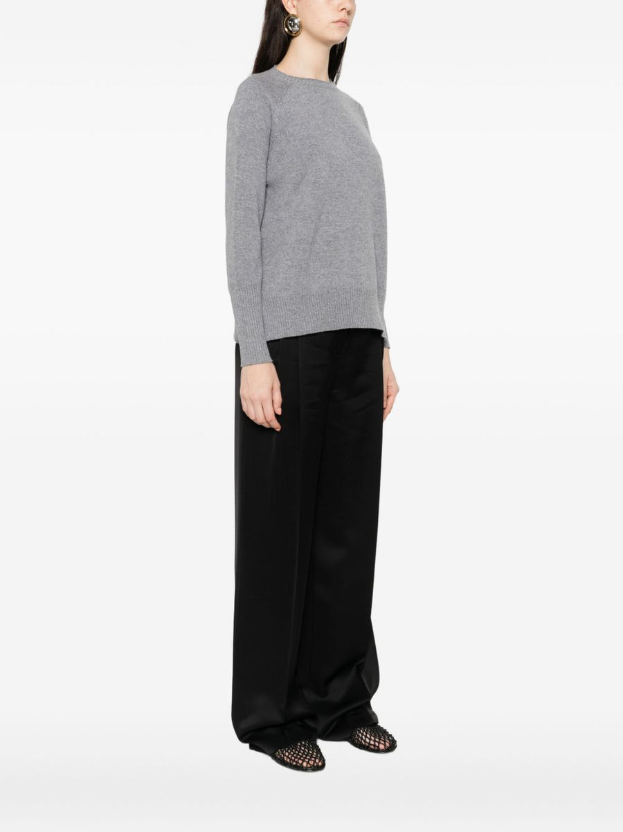 Base Wool Crewneck Sweater For Women - Luxury Knitwear For Easy Layering In Grey