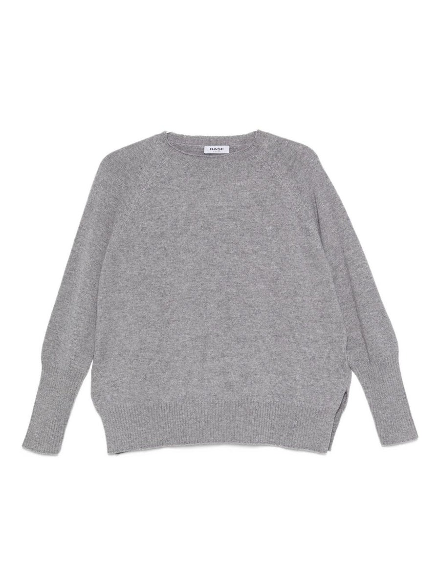 Base Wool Crewneck Sweater For Women - Luxury Knitwear For Easy Layering In Grey