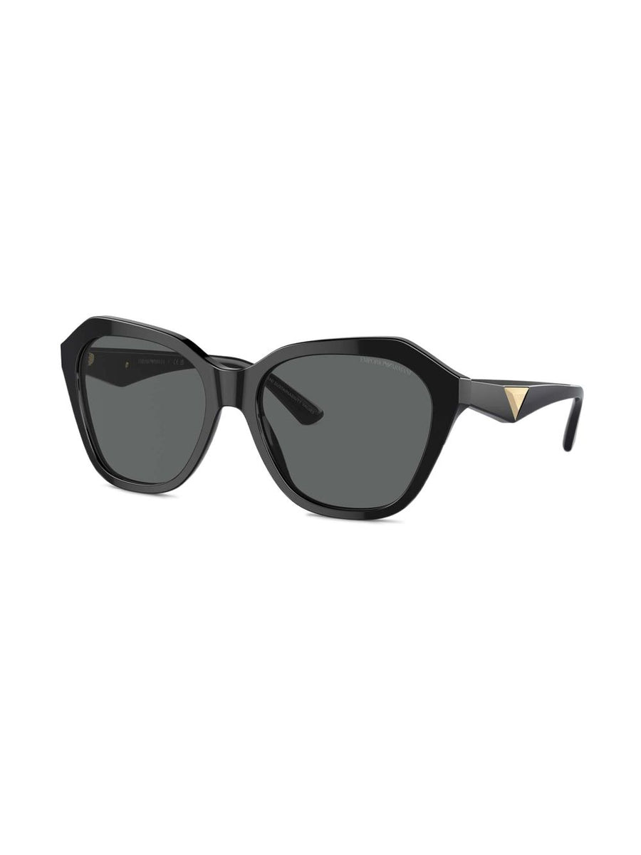 Emporio Armani Irregular Shape Cat Eye Sunglasses for Women Black Acetate Luxury Eyewear