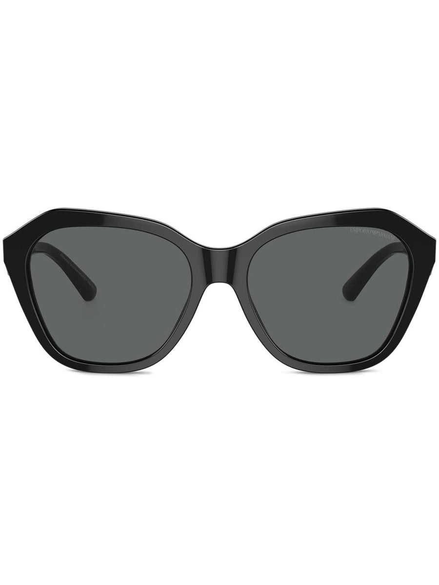 Emporio Armani Irregular Shape Cat Eye Sunglasses for Women Black Acetate Luxury Eyewear