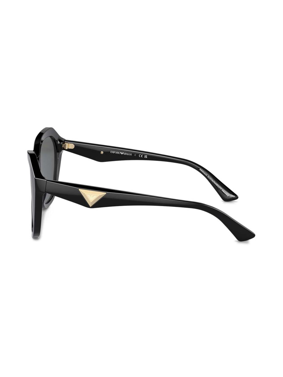 Emporio Armani Irregular Shape Cat Eye Sunglasses for Women Black Acetate Luxury Eyewear