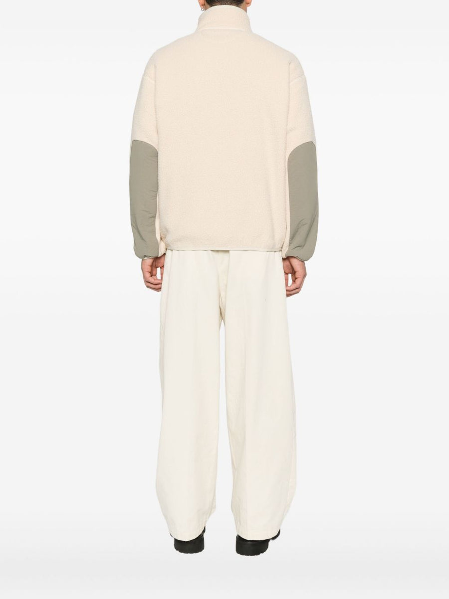 Maison Kitsuné Men's Fleece Jacket Lightweight Versatile Everyday Layer With Modern Silhouette Ecru