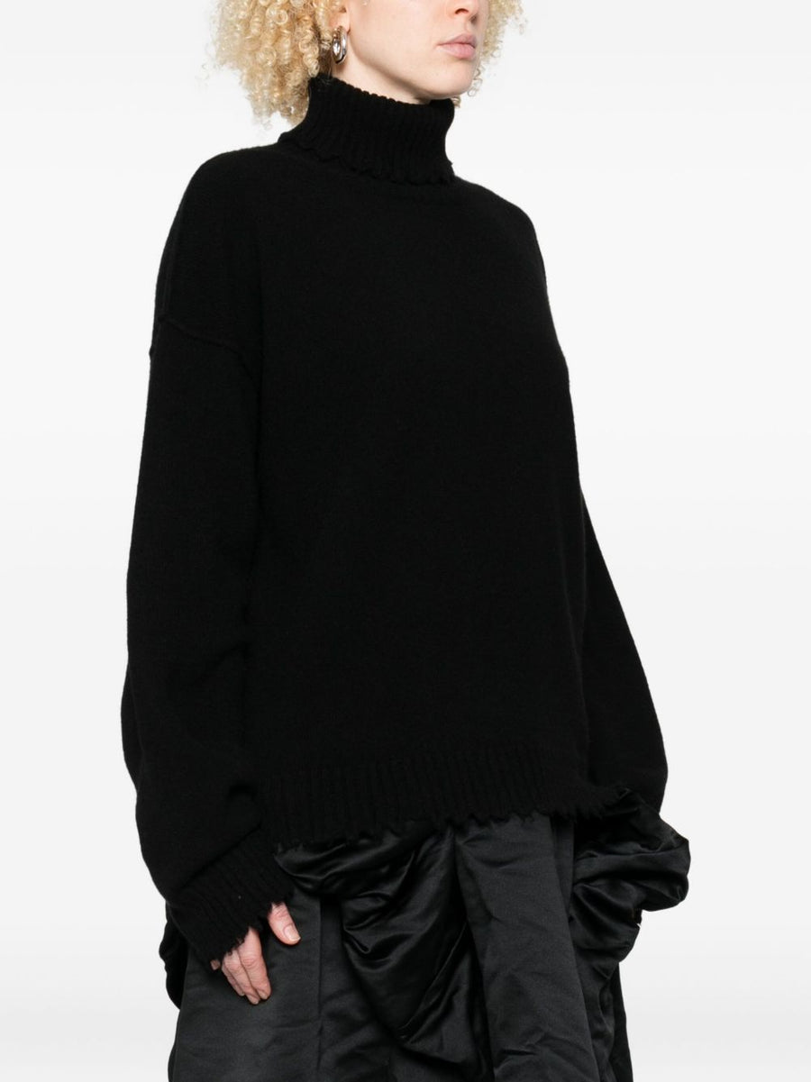 Uma Wang Wool Turtleneck Jumper For Women Luxury Knit Black Premium Cold Weather Essential