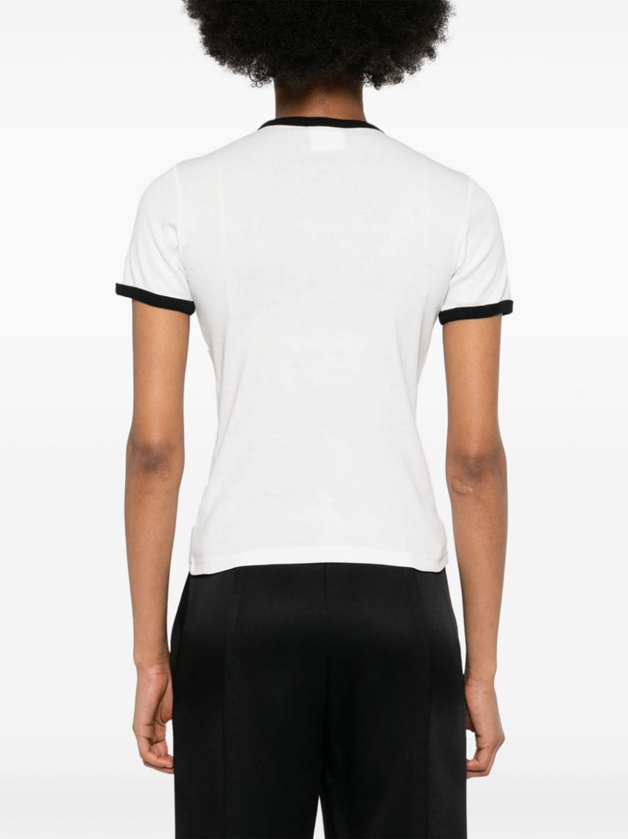 Courreges Pre Logo Cotton T Shirt For Women Minimalist Everyday Wear With Subtle Logo Accent And White Contrasting Trim