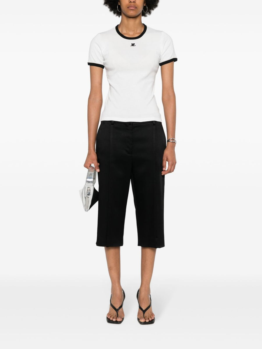Courreges Pre Logo Cotton T Shirt For Women Minimalist Everyday Wear With Subtle Logo Accent And White Contrasting Trim