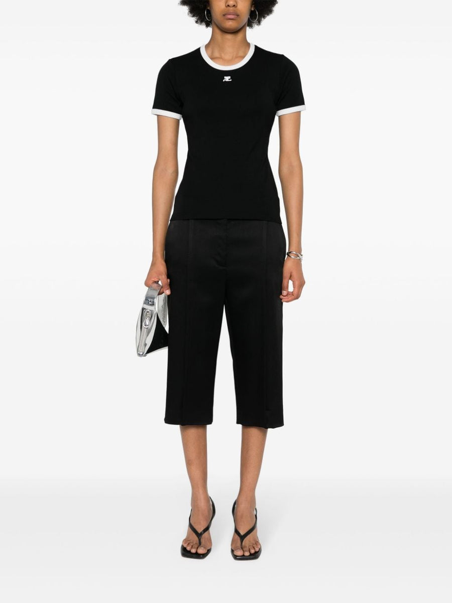 Courreges Pre Logo Cotton T Shirt Black Front Patch