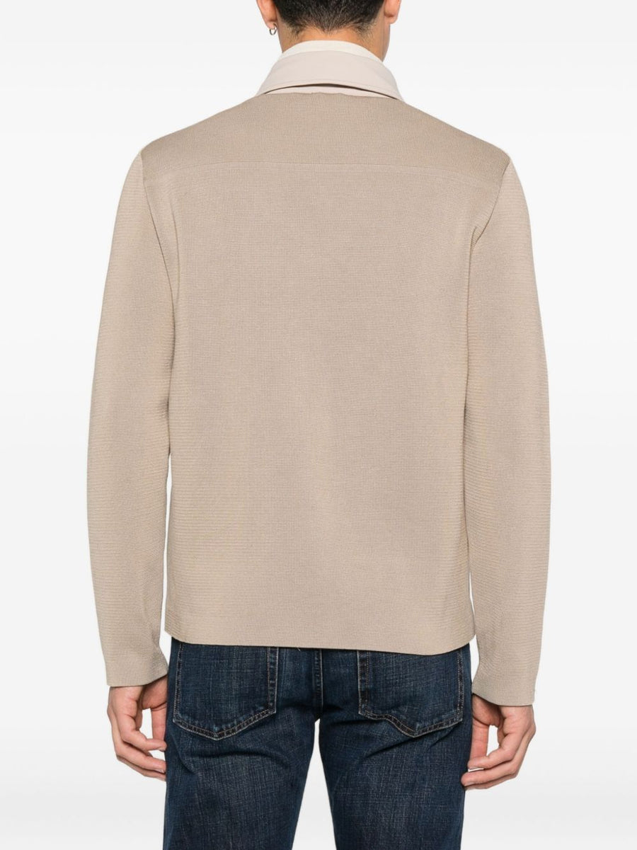 HERNO Button Front Jacket For Men Dove Grey Panelled Beige Everyday Luxury Outerwear