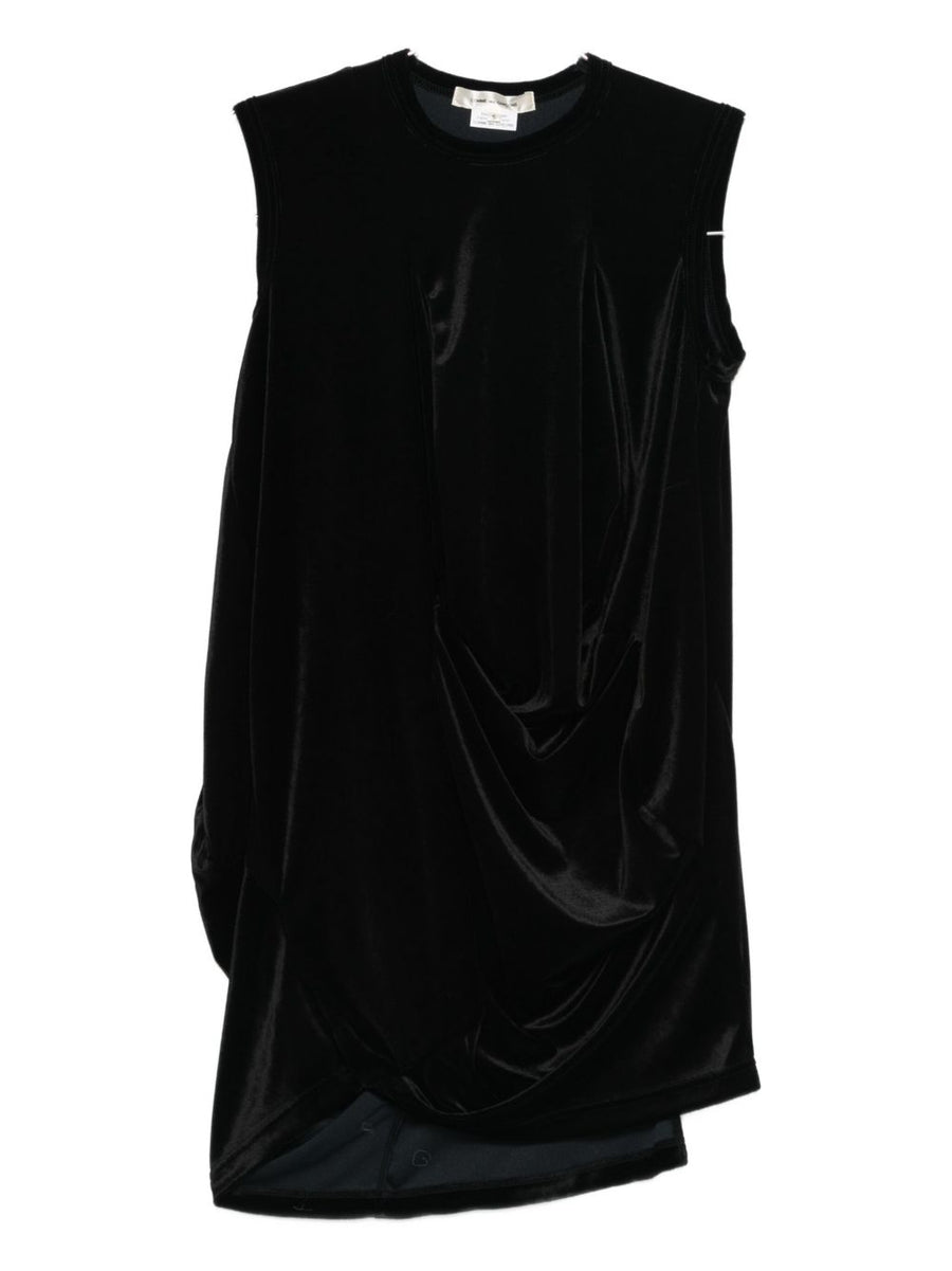 Comme Des Garçons Draped Sleeveless Top For Women Chic Sculpted Silhouette With Asymmetric Hem Black