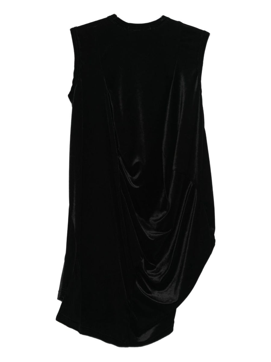 Comme Des Garçons Draped Sleeveless Top For Women Chic Sculpted Silhouette With Asymmetric Hem Black