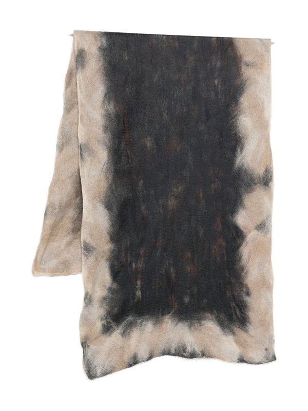 Silvana Manetti Jagged Edge Cashmere Silk Scarf Brown One Size