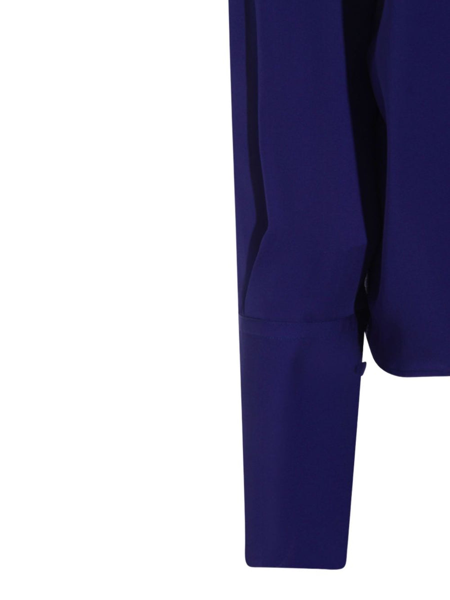 Tom Ford Silk Blouse For Women Luxurious Silk High Neck Draped Clematis Blue Edition Premium