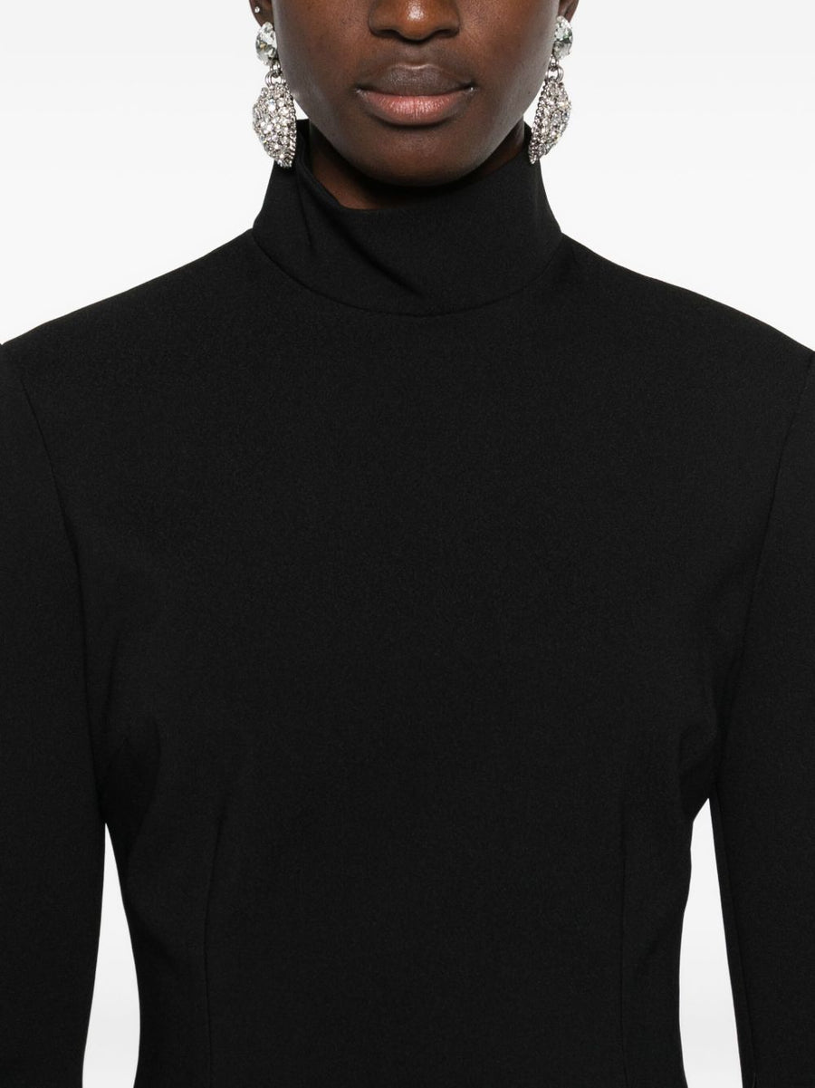 Solace London Laurel Mini Dress Black Funnel Neck Long Sleeves Thigh-Length Day to Night Chic for Women