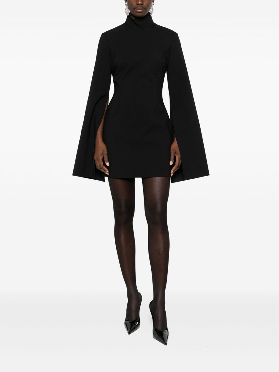 Solace London Laurel Mini Dress Black Funnel Neck Long Sleeves Thigh-Length Day to Night Chic for Women
