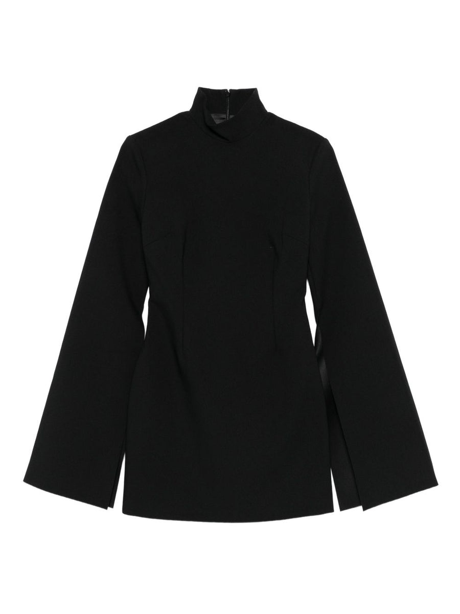 Solace London Laurel Mini Dress Black Funnel Neck Long Sleeves Thigh-Length Day to Night Chic for Women