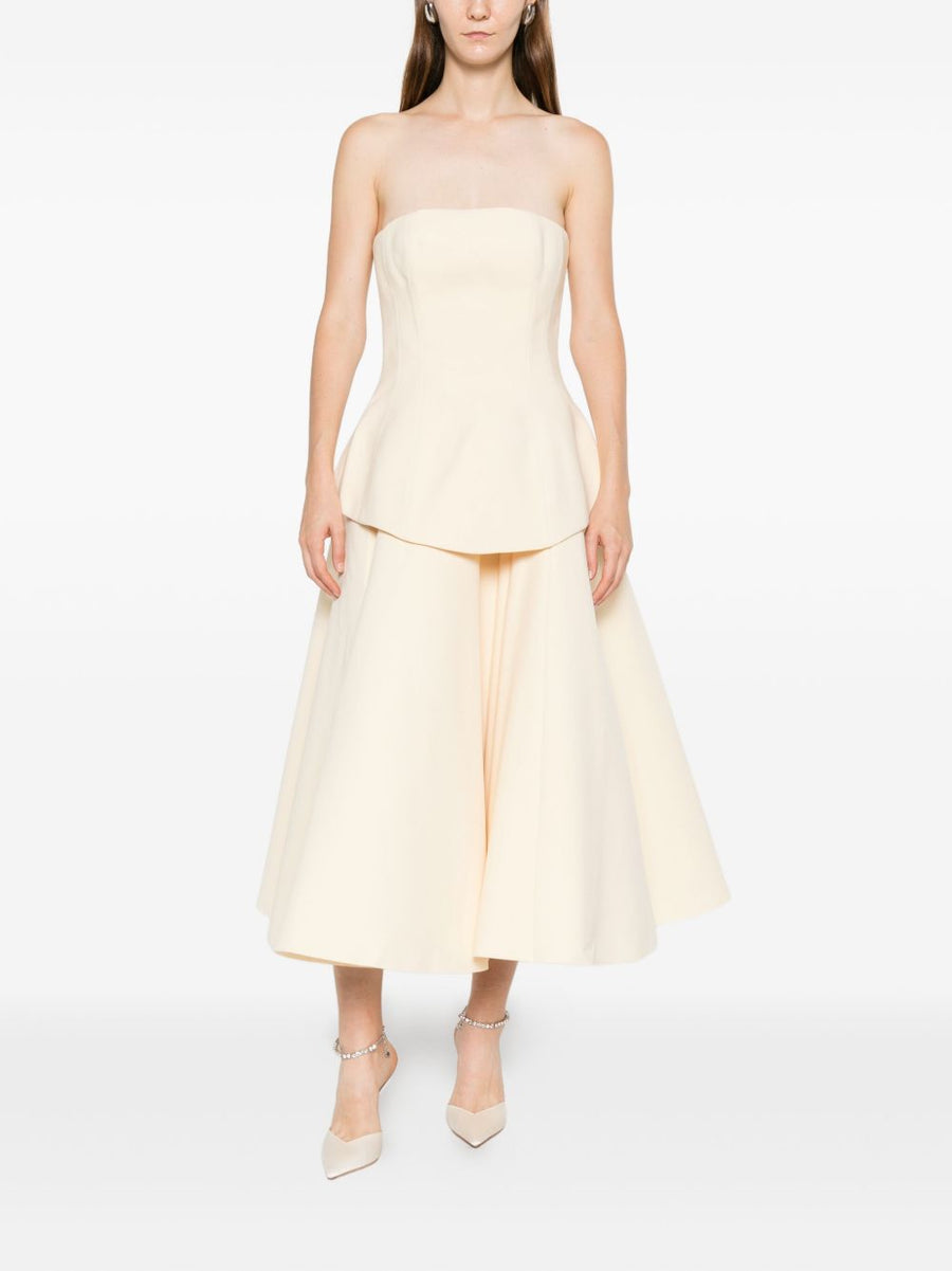 Solace London Ada Maxi Dress Peplum Strapless White For Elegant Formal Events Women Luxury Gown