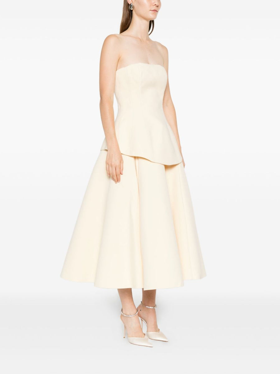 Solace London Ada Maxi Dress Peplum Strapless White For Elegant Formal Events Women Luxury Gown