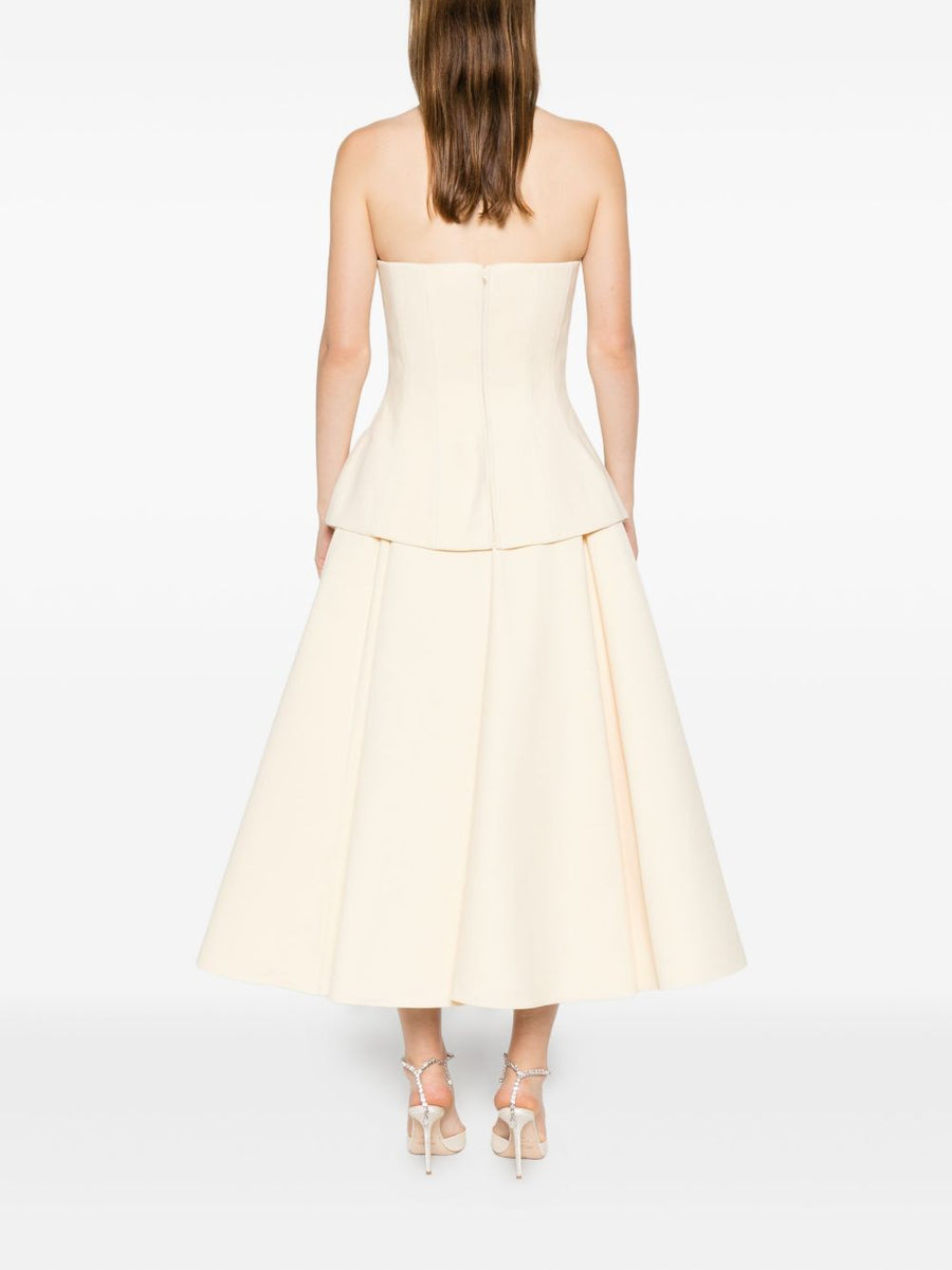 Solace London Ada Maxi Dress Peplum Strapless White For Elegant Formal Events Women Luxury Gown