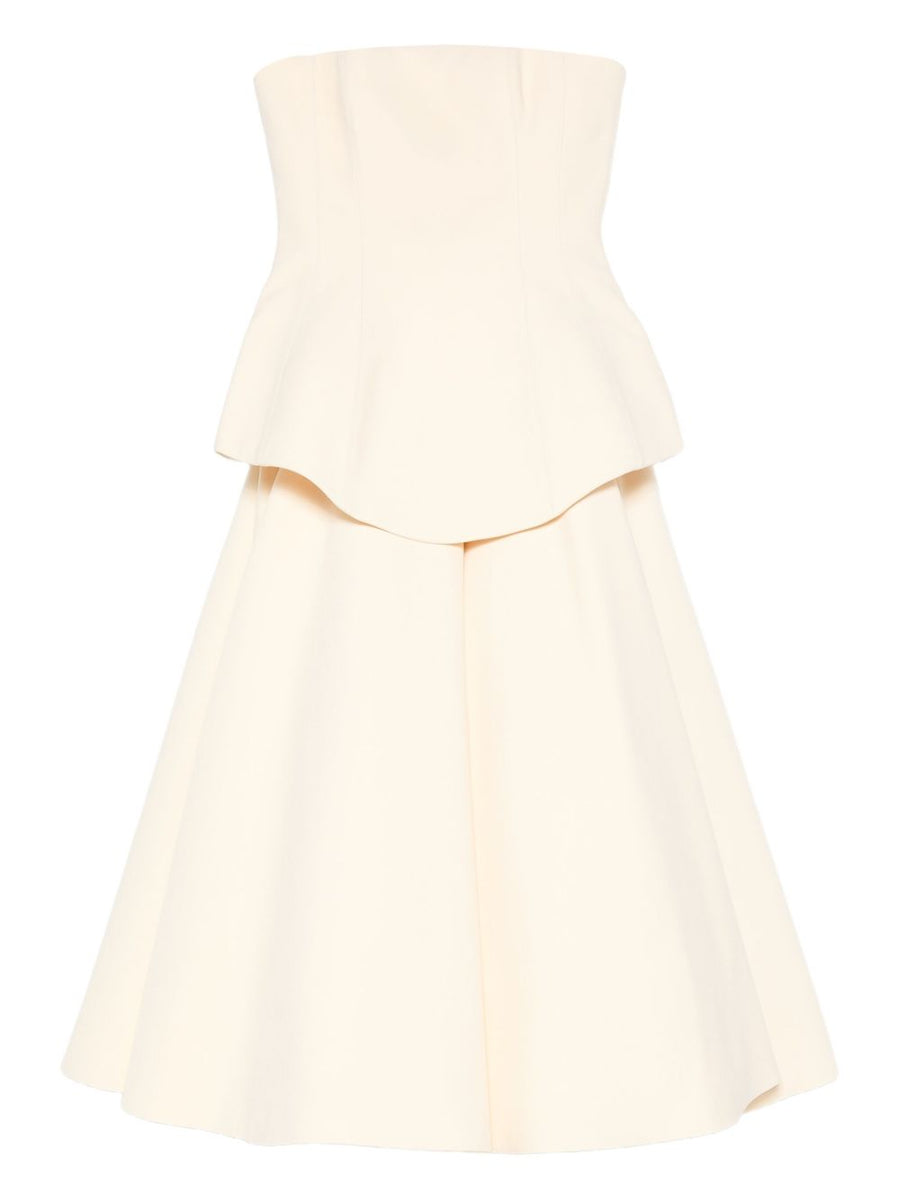 Solace London Ada Maxi Dress Peplum Strapless White For Elegant Formal Events Women Luxury Gown