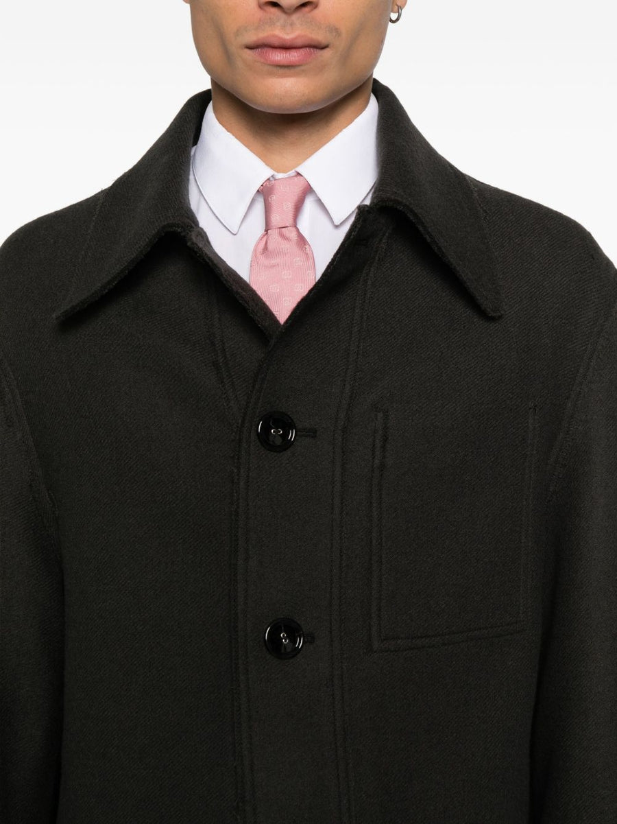 Ami Paris Wool Shirt Jacket Women Virgin Wool Hundred Percent Button Front Grey Office Smart Casual Layer