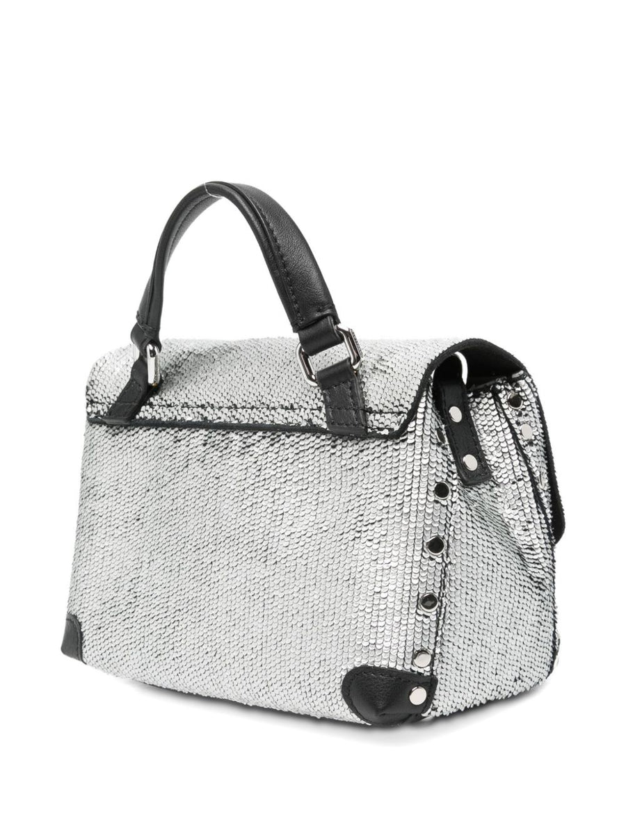 Zanellato Capsule Postina Shoulder Bag For Women On The Go Compact Silver Lamb Leather Luxury Double Turn Lock