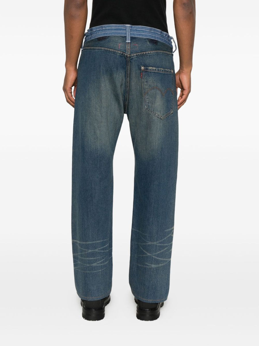 Junya Watanabe X Levi's Jeans Premium Denim Trousers With Drawstring And Contrast Waistband For Men