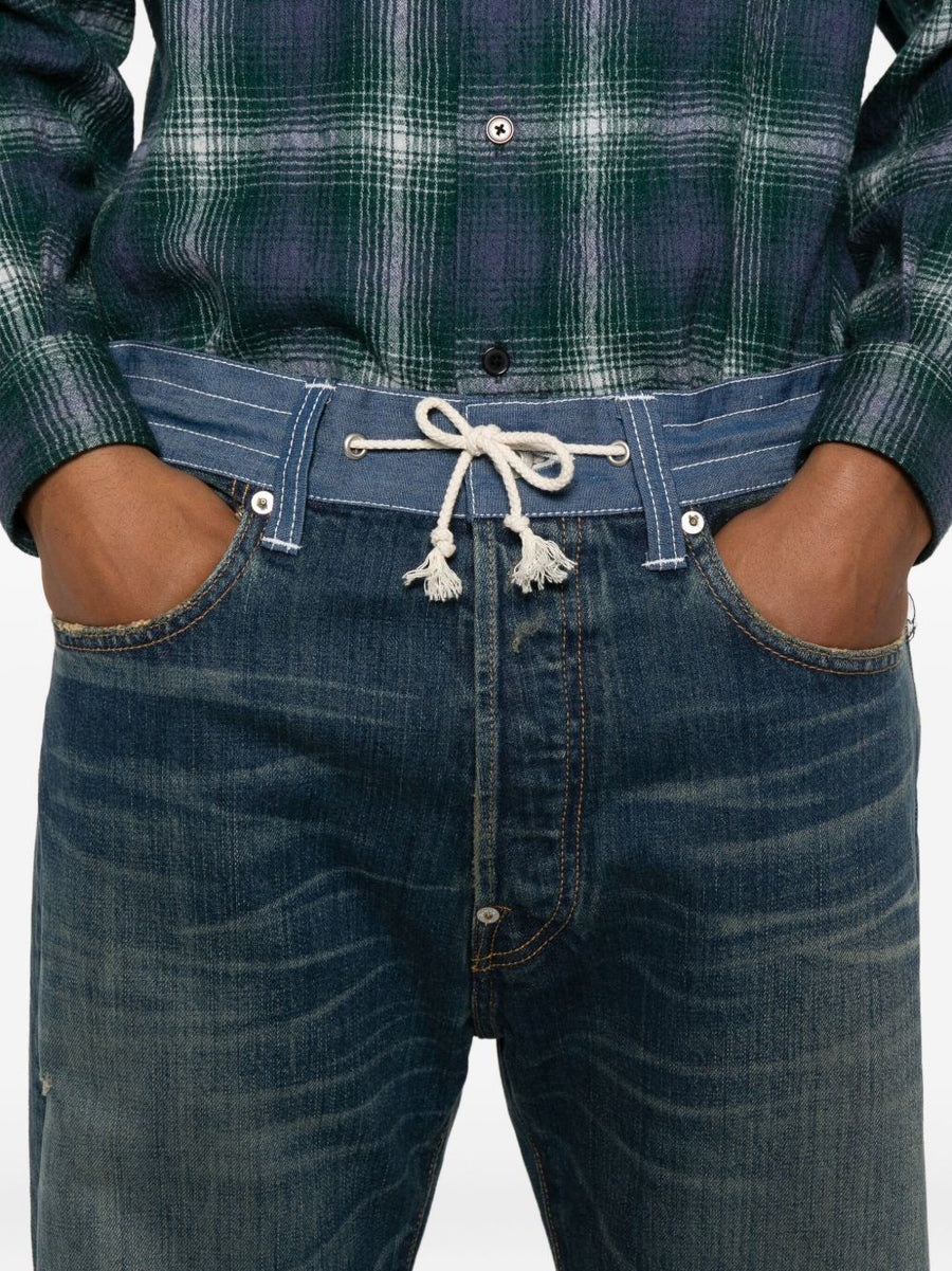 Junya Watanabe X Levi's Jeans Premium Denim Trousers With Drawstring And Contrast Waistband For Men