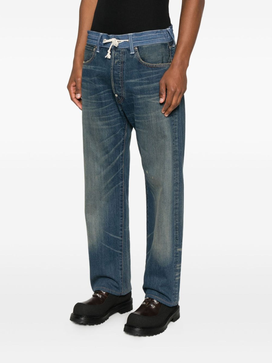 Junya Watanabe X Levi's Jeans Premium Denim Trousers With Drawstring And Contrast Waistband For Men