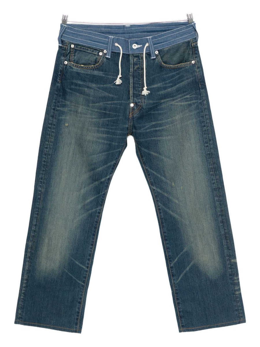 Junya Watanabe X Levi's Jeans Premium Denim Trousers With Drawstring And Contrast Waistband For Men