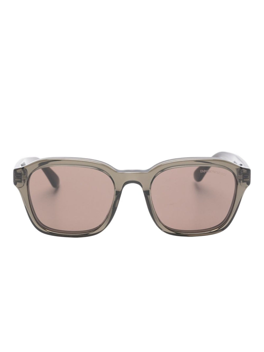 Emporio Armani Irregular Shape Men's Sunglasses Brown Frame With Tinted Lenses For Everyday Luxury